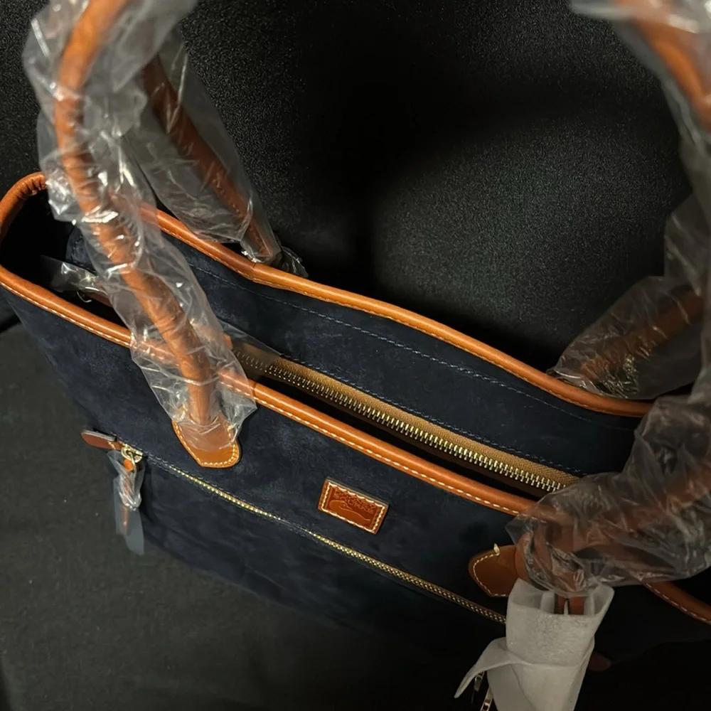 Navy Suede Tote - Picture 3 of 7